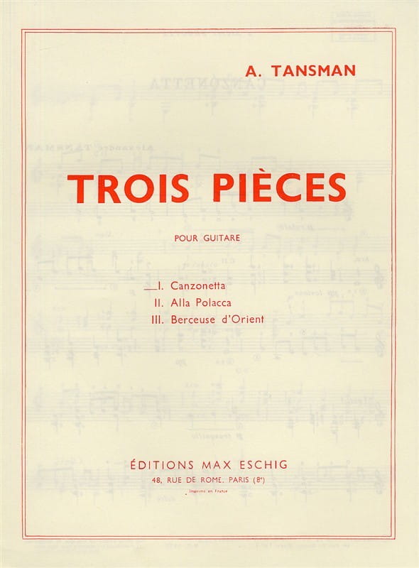 Alexandre Tansman: Trois pieces pour guitar - 1. Canzonetta - nuty na gitarę klasyczną