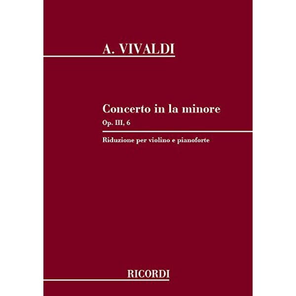 Concerto in La minore Op. 3 nr 6 (RV 356) - Antonio Vivaldi - nuty na skrzypce i fortepian